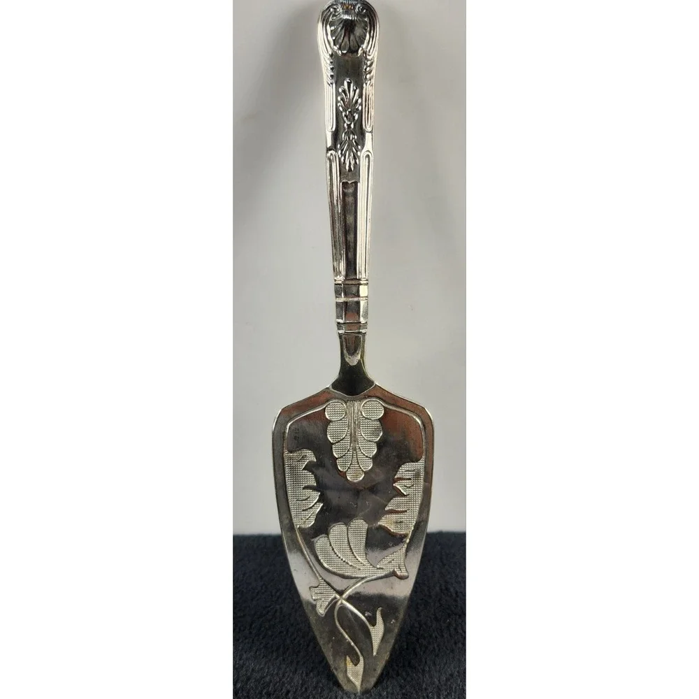 Vintage Serving Utensil Pie Cake Spatula Silverplated Floral Design